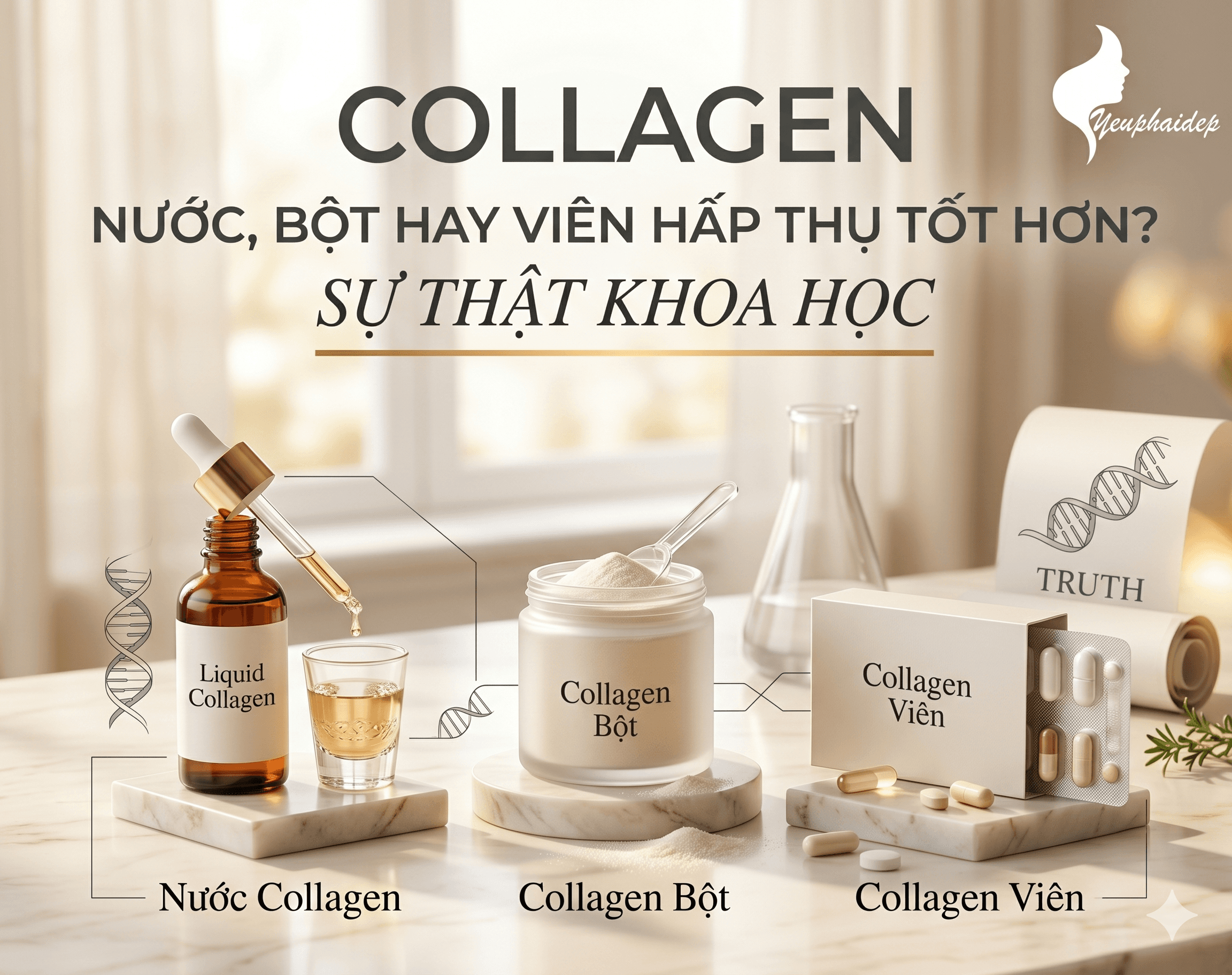 Collagen Nước, Bột Hay Viên Hấp Thụ Tốt Hơn? Sự Thật Khoa Học