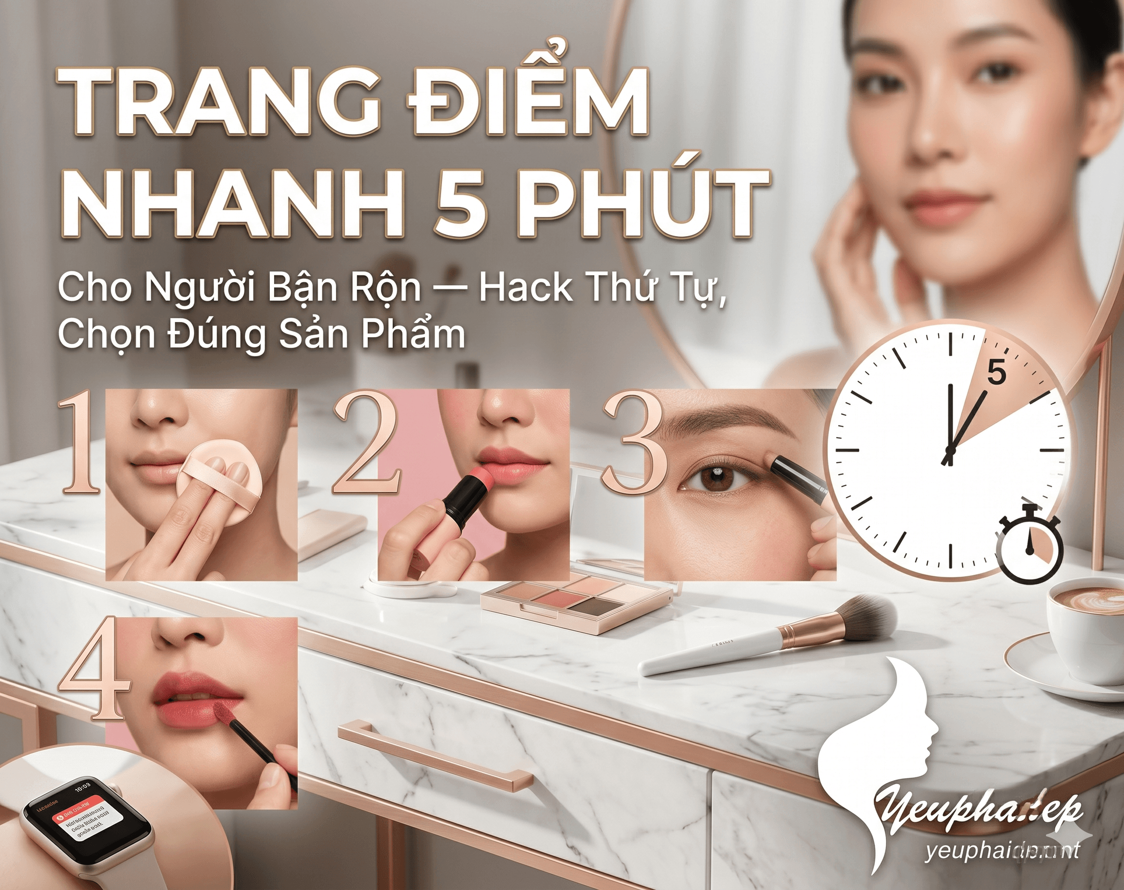 Trang Điểm Nhanh 5 Phút Cho Người Bận Rộn: Hack Cực Hiệu Quả