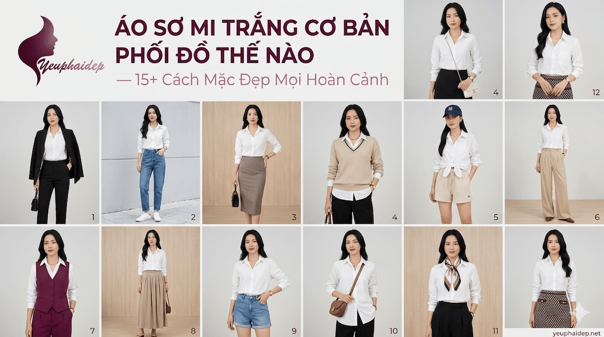 Áo Sơ Mi Trắng Cơ Bản Phối Đồ Thế Nào — 15+ Cách Mặc Đẹp Mọi Hoàn Cảnh