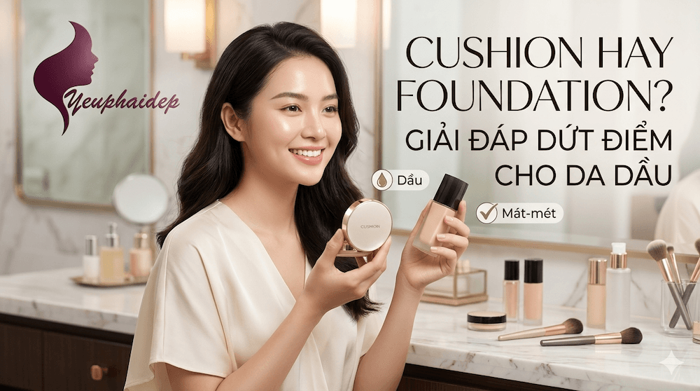 Cushion hay Foundation Tốt Hơn Cho Da Dầu? Giải Đáp Dứt Điểm