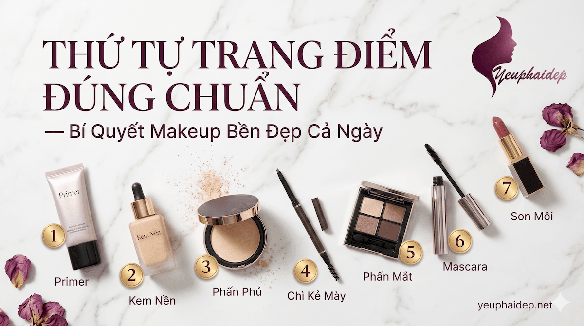 Thứ Tự Trang Điểm Đúng Chuẩn — Bí Quyết Makeup Bền Đẹp Cả Ngày