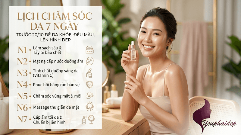 Lịch chăm sóc da 7 ngày trước 20/10 để da khoẻ, đều màu, lên hình đẹp