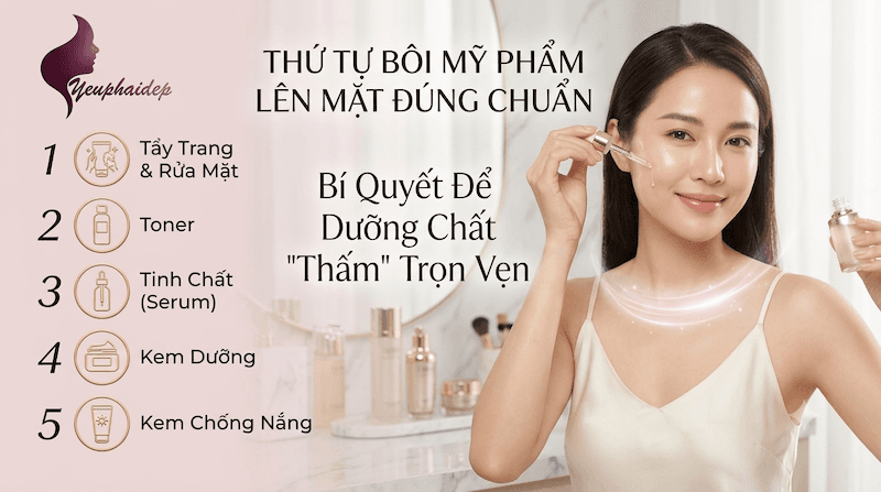 Thứ Tự Bôi Mỹ Phẩm Lên Mặt Đúng Chuẩn — Bí Quyết Để Dưỡng Chất "Thấm" Trọn Vẹn