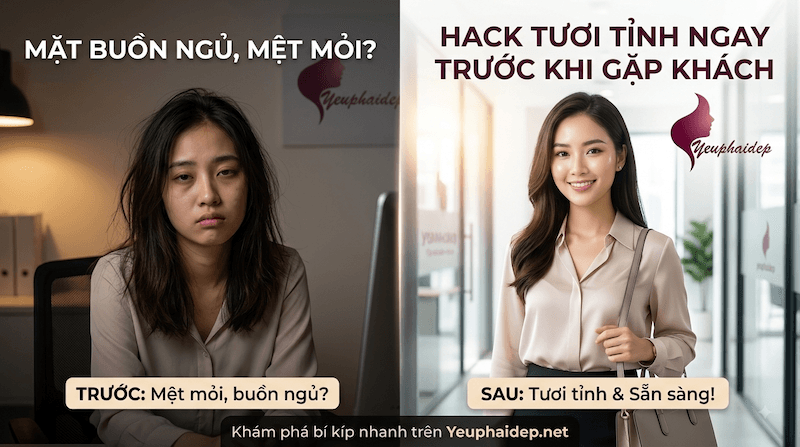 Mặt Buồn Ngủ, Mệt Mỏi? Hack Tươi Tỉnh Ngay Trước Khi Gặp Khách