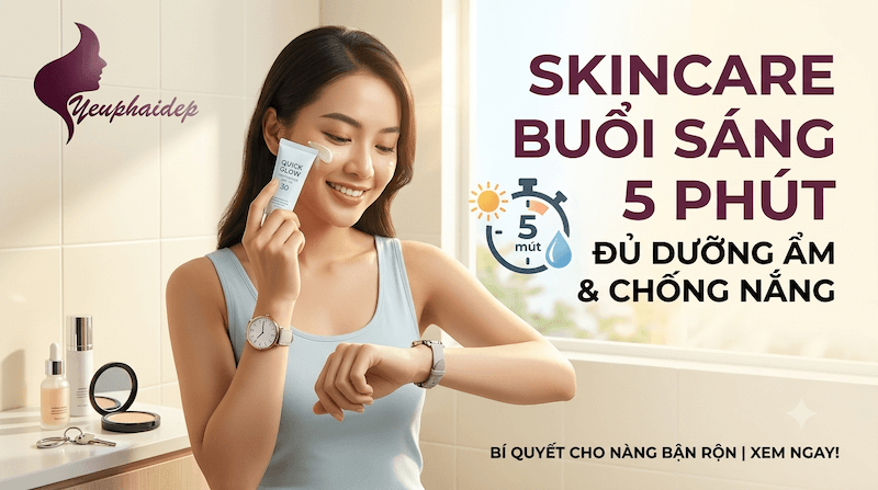 Skincare buổi sáng 5 phút đủ dưỡng ẩm chống nắng cho nàng bận rộn