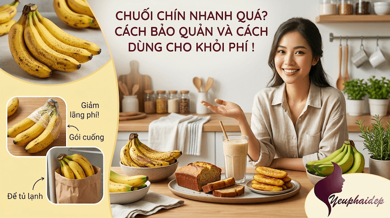 Chuối chín nhanh quá thì bảo quản thế nào? Dùng gì cho khỏi phí?