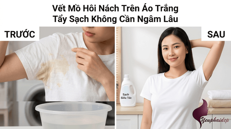 Vết Mồ Hôi Nách Trên Áo Trắng Tẩy Sạch Không Cần Ngâm Lâu