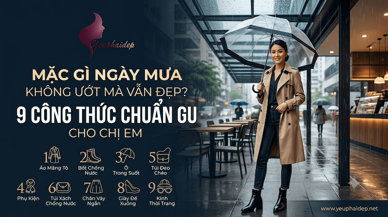Mặc Gì Ngày Mưa Không Ướt Mà Vẫn Đẹp? 9 Công Thức Chuẩn Gu Cho Chị Em