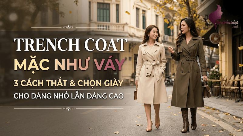 Trench Coat Mặc Như Váy: 3 Cách Thắt Và Chọn Giày Cho Dáng Nhỏ Lẫn Dáng Cao
