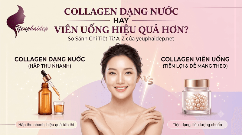 Collagen Dạng Nước Hay Viên Uống Hiệu Quả Hơn? So Sánh Chi Tiết Từ A-Z