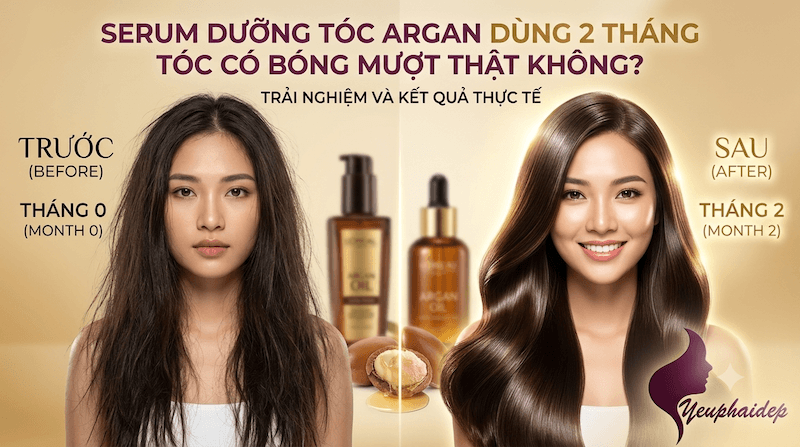 Serum dưỡng tóc Argan dùng 2 tháng tóc có bóng mượt thật không?