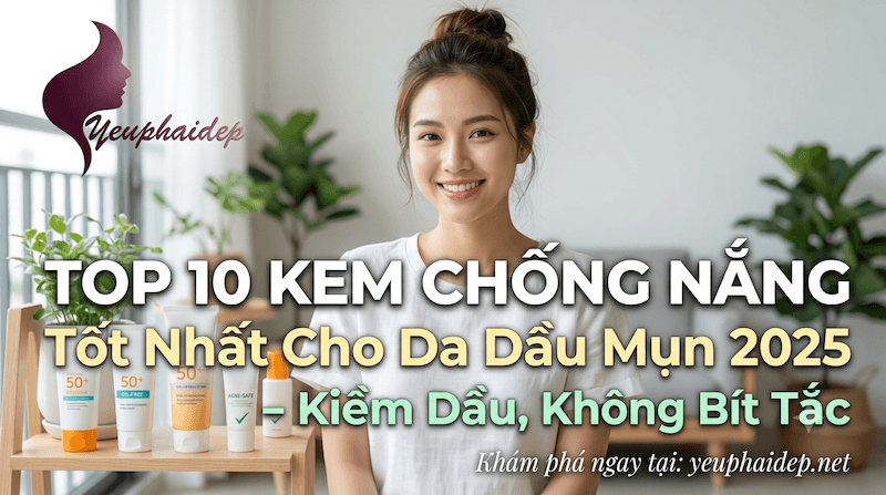 Top 10 Kem Chống Nắng Tốt Nhất Cho Da Dầu Mụn 2025 – Kiềm Dầu, Không Bít Tắc