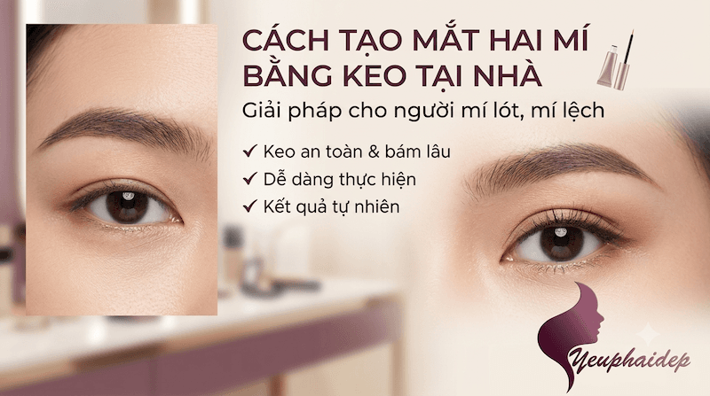Cách tạo mắt hai mí bằng keo tại nhà cho người mí lót, mí lệch