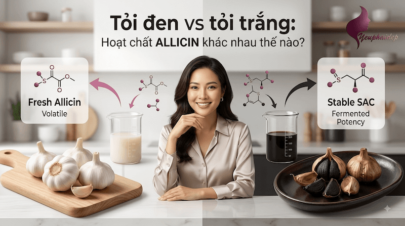 Tỏi đen vs tỏi trắng: hoạt chất allicin khác nhau thế nào?